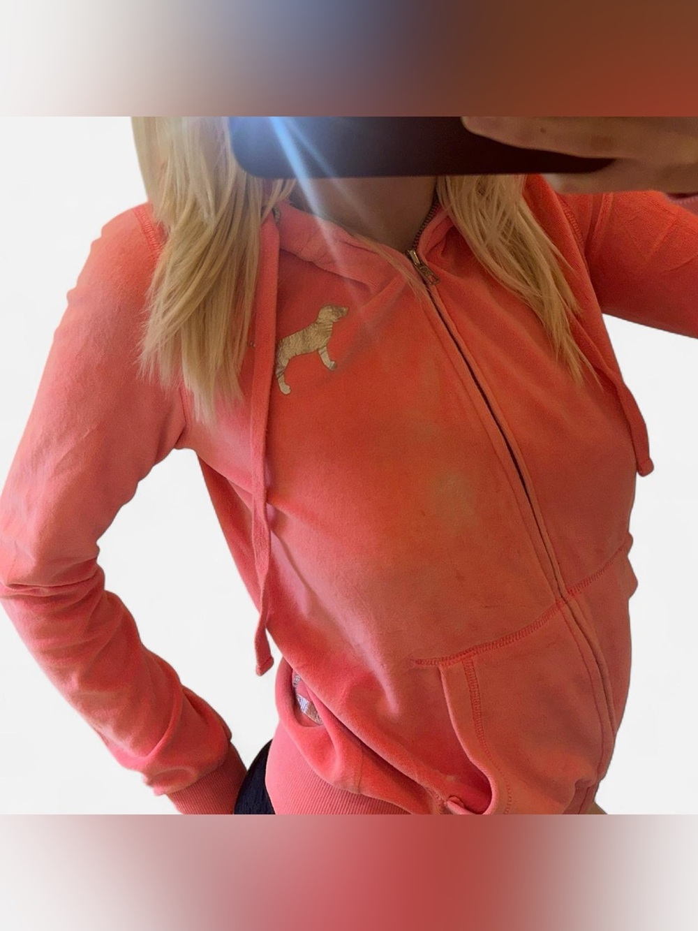 Vintage Early 2000s Victorias Secret Velvet PINK Hoodie